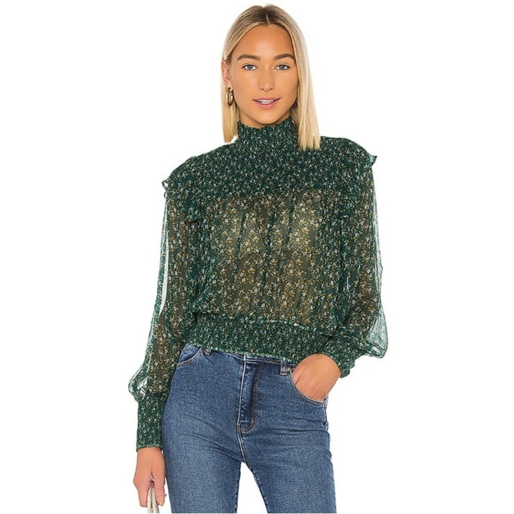 FREE PEOPLE Roma Printed Ruffle Blouse